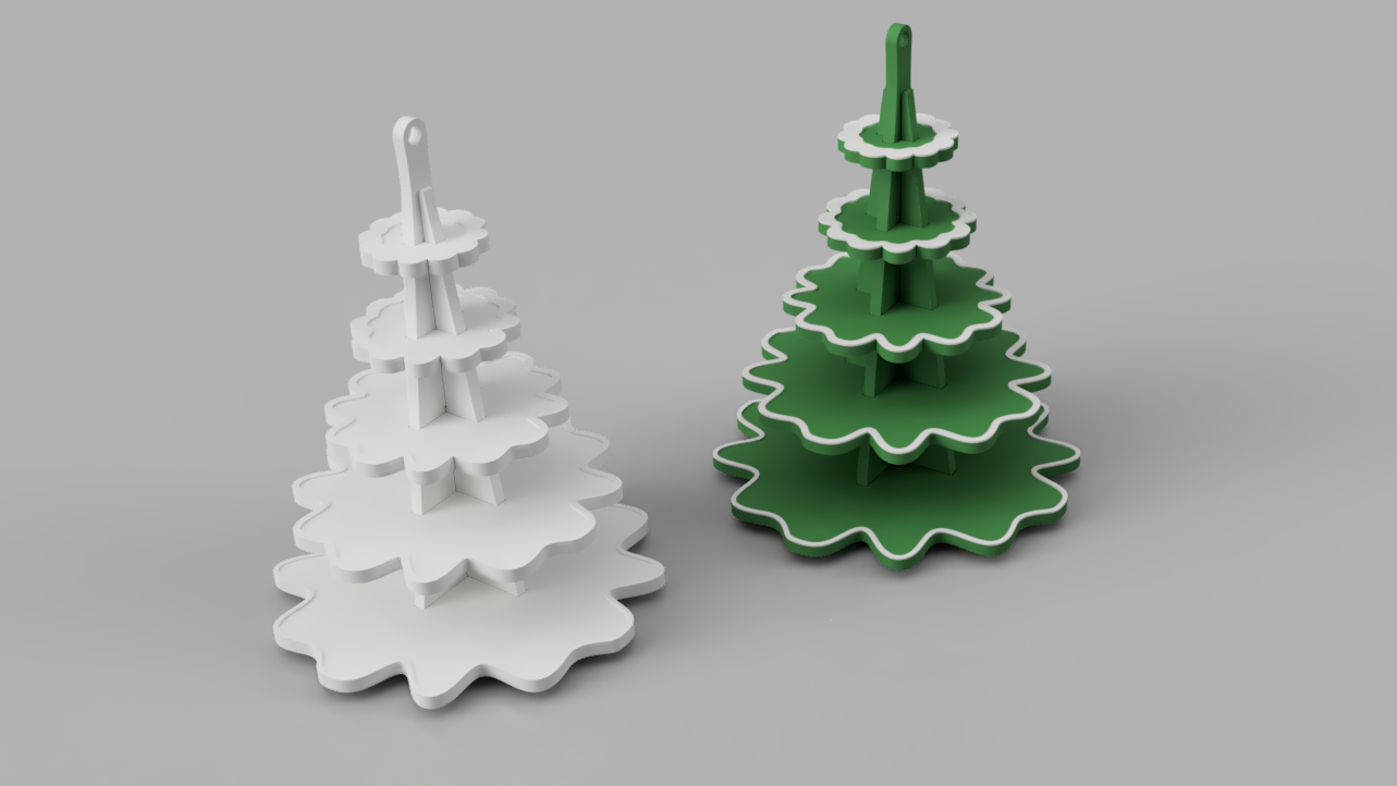 Tarjeta de árbol de Navidad armable impresa en 3D