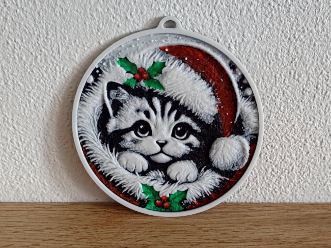 Juego de 3 adornos navideños de gatitos impresos en 3D