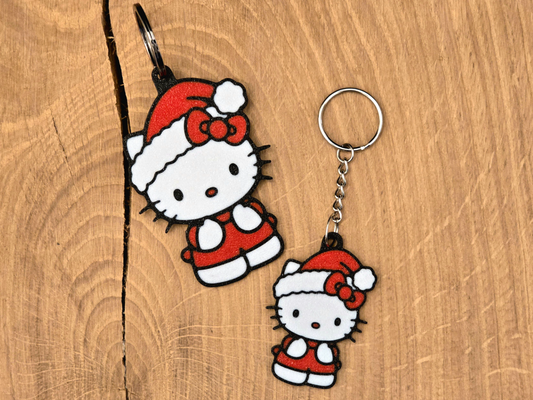 Adorno y llavero de Hello Kitty navideño